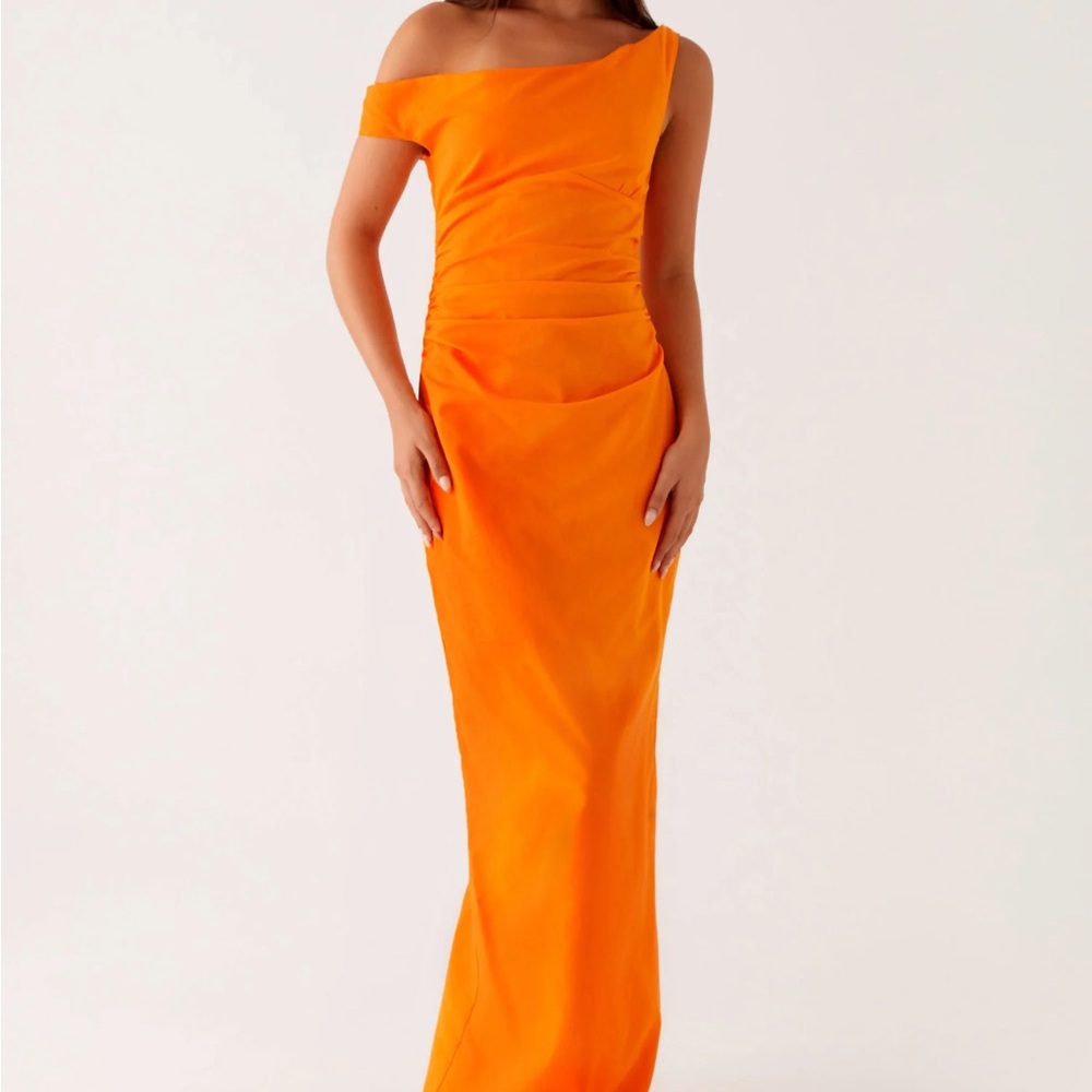 Elegant Orange Off-Shoulder Dress